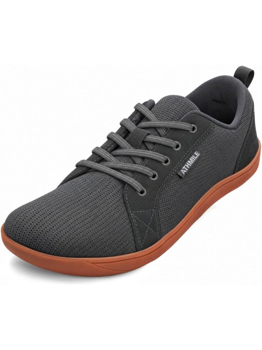 Men's Grey Wide Toe Box Zero Drop Sneakers Earthing Minimalist Athletic Shoes